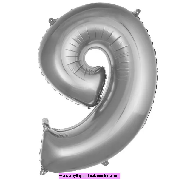 9 Rakam Gümüş Folyo Balon